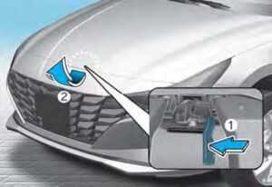 Hyundai Elantra 2023 Hood Trunk Fuel filler door Exterior Lights High Beam Assist (HBA) User Guide 2