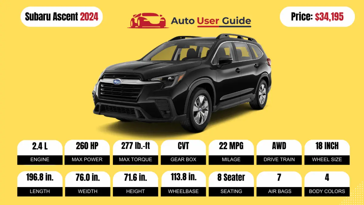 2024 Subaru Ascent-Especificaciones-Precio-Características-Kilometraje y revisión-destacados