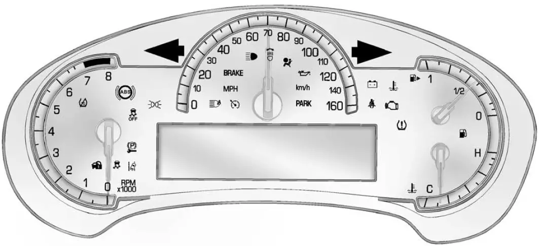 Cluster Guide Cadillac SRX 2014 Dashboard Indicators (1)
