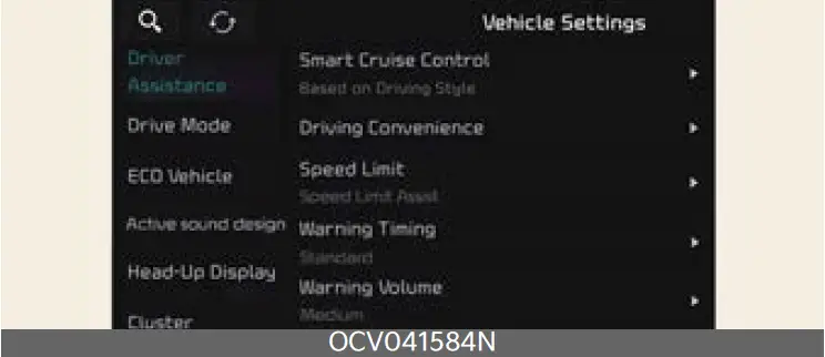 Instrument Cluster 2023 Kia EV6 Display Setting Vehicle settings (infotainment fig 40