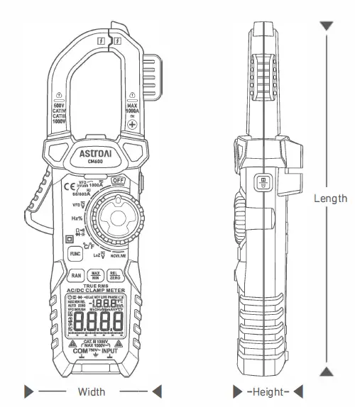 ‎AstroAI-CM600-Inrush-Digital-Clamp-Multimeter-fig-1