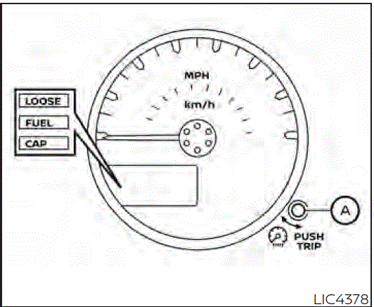 2021 Nissan Frontier Dashboard Instrument Cluster Loose fuel cap warning message fig 9