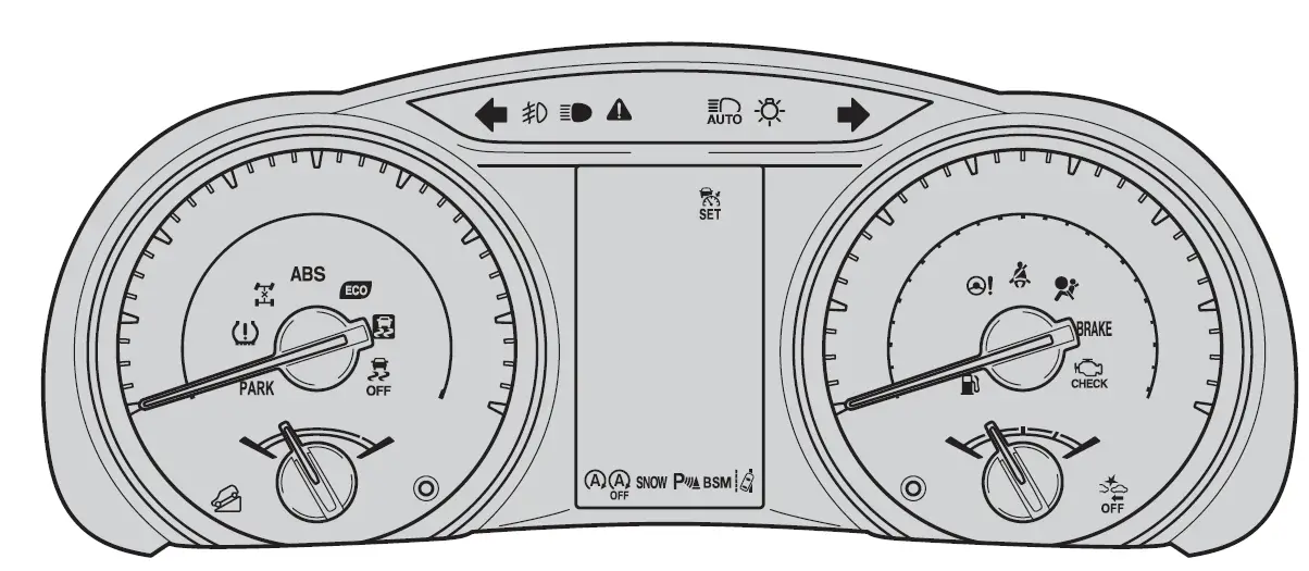 Dashboard Cluster-2019 Toyota Highlander-Warning lights and indicators-fig 1