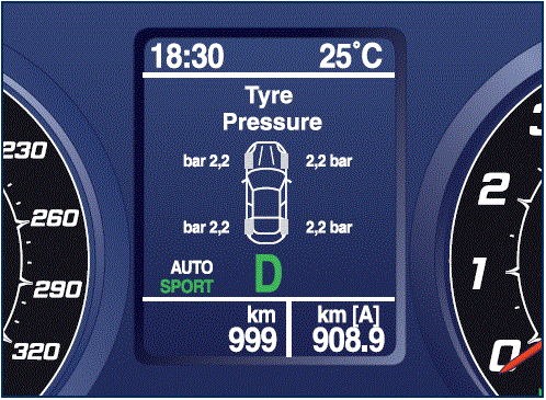 Display 2016 Maserati Grancabrio MC Dashboard Features Tyre pressure screen page fig 8