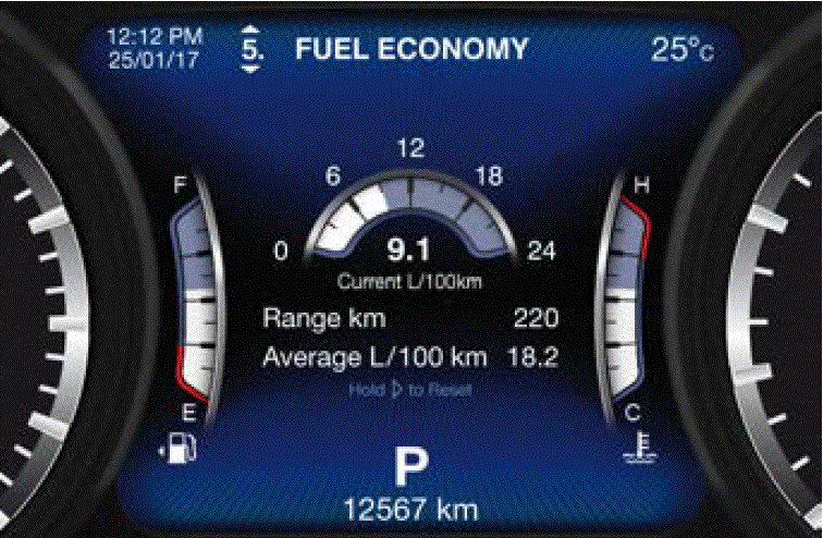 Display Screen Maserati Levante 2019 Warning Messages Current Fuel Economy in L100km fig 20