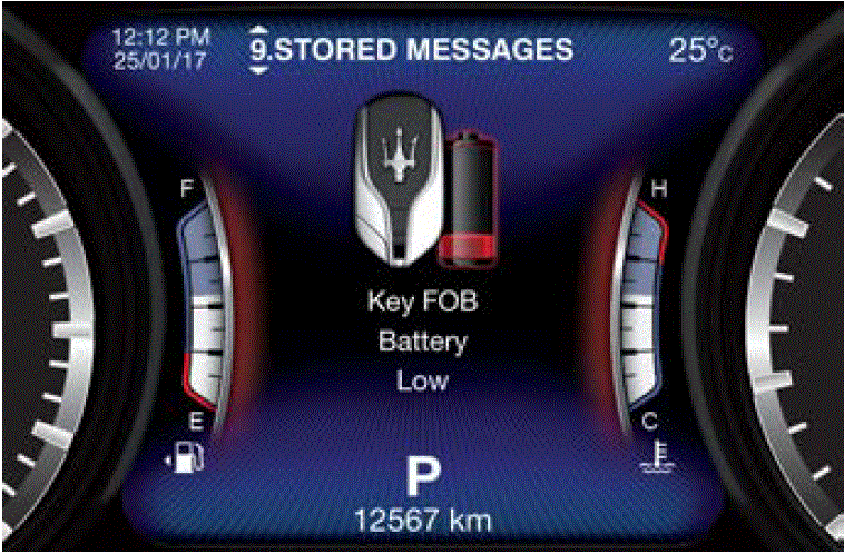 Display Screen Maserati Levante 2019 Warning Messages Five-Second Stored Messages fig 8