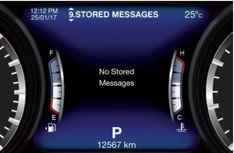 Display Screen Maserati Levante 2019 Warning Messages STORED MESSAGES fig 25