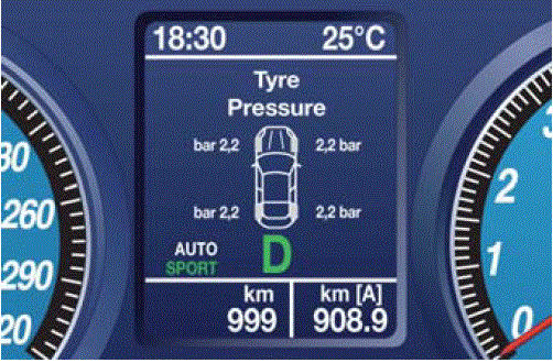 Display Setting 2018 Maserati Granturismo MC Screen System Tyre Pressure Screen Page fig 4