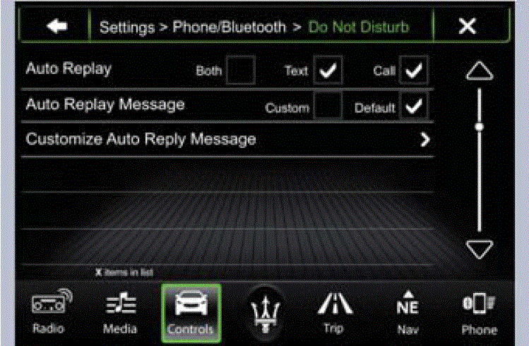 Display Setting Maserati Grancabrio Sport 2020 Screen Messages Customise Auto Reply Message fig 22
