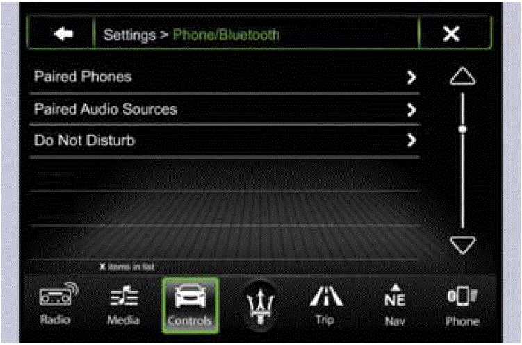 Display Setting Maserati Grancabrio Sport 2020 Screen Messages Paired Phones and Audio Sources fig 21
