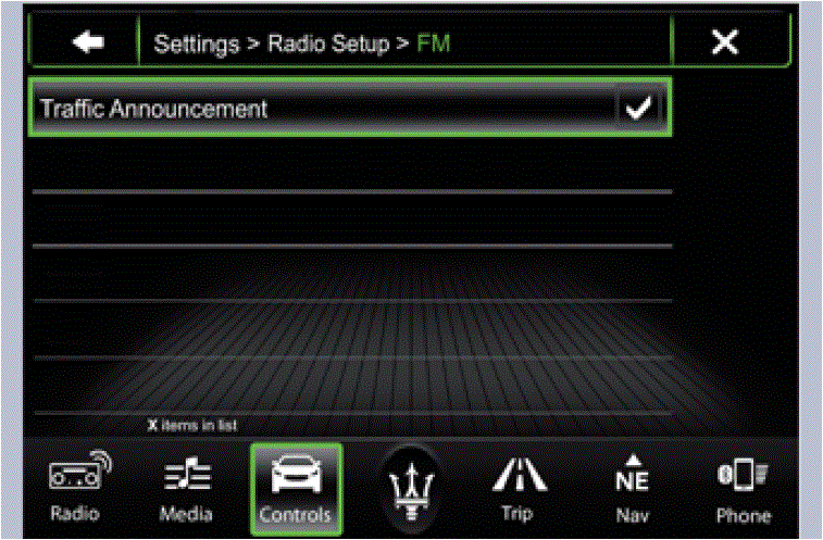 Display Setting Maserati Grancabrio Sport 2020 Screen Messages Traffic Announcements fig 23