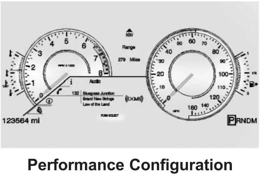 Instrument Cluster-2013 Cadillac XTS Dashboard Setting Guide-Performance Configuration