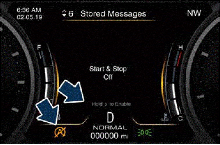 Screen Messages 2022 Maserati Quattroporte Instrument Cluster START & STOP fig 35