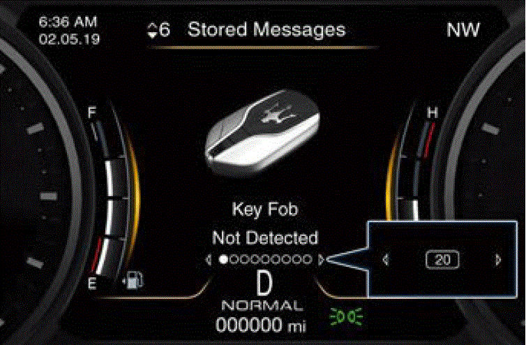 Screen Messages 2022 Maserati Quattroporte Instrument Cluster STORED MESSAGES fig 36