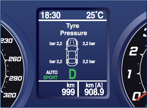 Setting Display Maserati Grancabrio 2017 Screen Messages Tyre pressure screen page fig 8