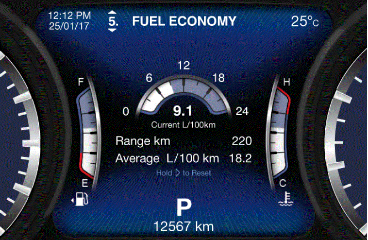 Settings Display 2018 Maserati Quattroporte Dashboard Fuel Economy Average in L100km or fig 25