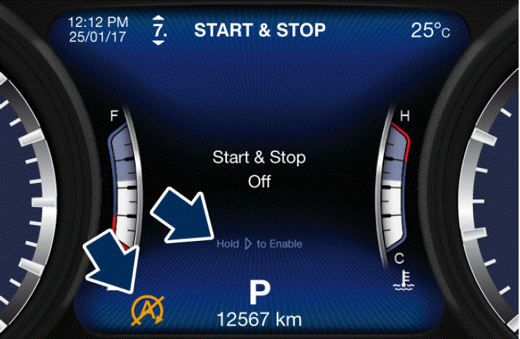 Settings Display 2018 Maserati Quattroporte Dashboard START & STOP fig 26
