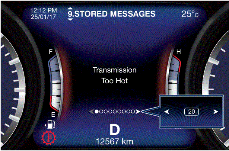 Settings Display 2018 Maserati Quattroporte Dashboard STORED MESSAGES fig 32