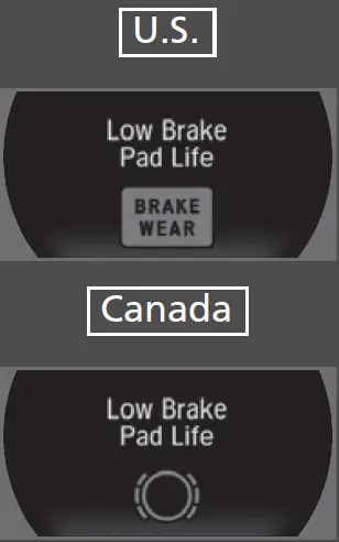 Warning Indicators 2020 ACURA NSX Dashboard Symbols Brake Wear fig 23
