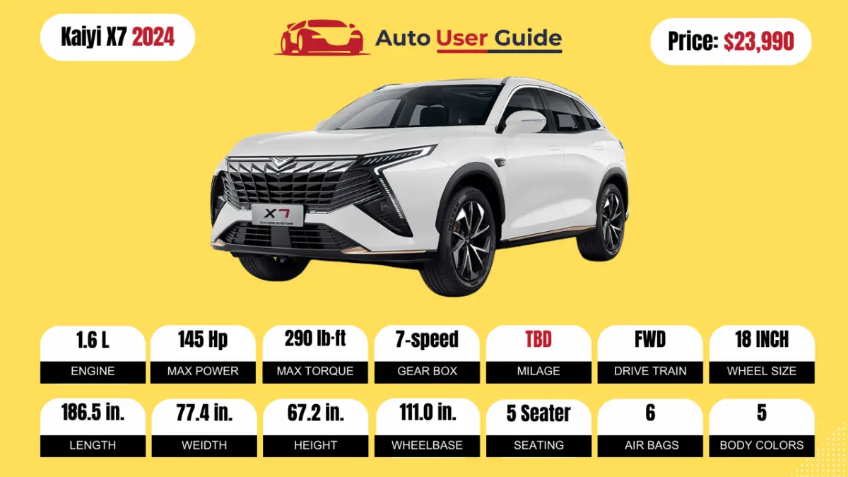 2024 Kaiyi X7oorsig, spesifikasies, prys en kilometers (brosjure